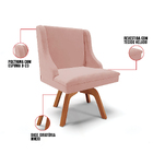Cadeira De Jantar Liz Veludo Rose Base Giratória Madeira Tana