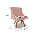 Cadeira De Jantar Liz Veludo Rose Base Giratória Madeira Tana