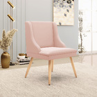 Cadeira De Jantar Liz Veludo Rosê Pés Palito Natural D03 - D'