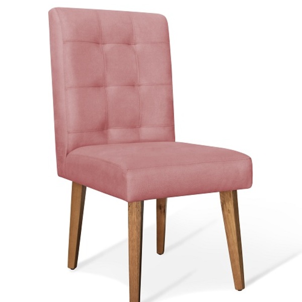 Cadeira De Jantar Luna Suede Rosa - Meu Lar Decorações