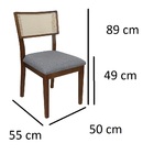 Cadeira De Jantar Madeira E Palha Natural Moderna Avulsa Cinz