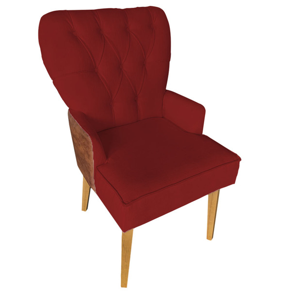 Cadeira De Jantar Madri Courissimo Nozes Com Suede Vinho - Do