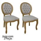 Cadeira De Jantar Medalhão Capitonê Verniz Imbuia E Linho Beg