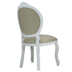 Cadeira De Jantar Medalhão Entalhada Capitonê Branco E Bege