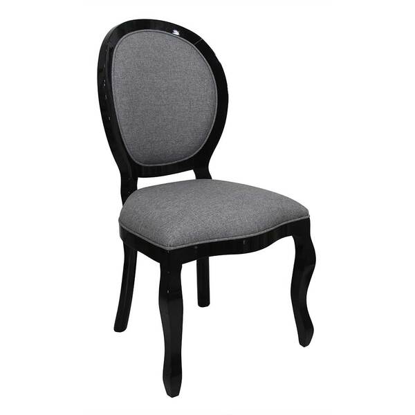 Cadeira De Jantar Medalhão Preto E Cinza