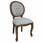 Cadeira De Jantar Medalhão Veludo Bege E Verniz Imbuia