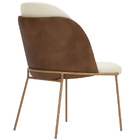 Cadeira De Jantar Mila Aço Ouro.f Corano Marrom/linho Creme -