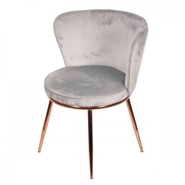 Cadeira De Jantar Nanda Cinza Claro Com Base Cobre - Or Design