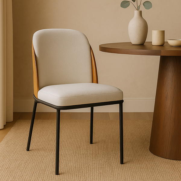 Cadeira De Jantar Nevada Com Encosto Curvo Estofada Em Linho