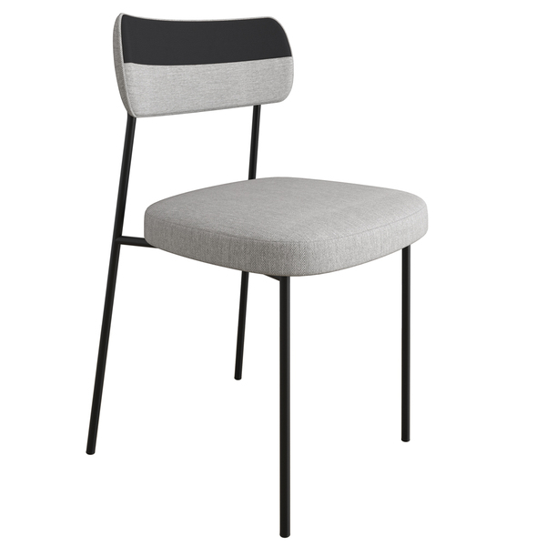 Cadeira De Jantar Nile Corano Preto Com Linho Cinza Base De F