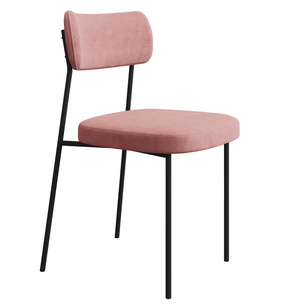 Cadeira De Jantar Nile Veludo Rosa Base De Ferro Preto - D'ro