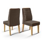 Cadeira De Jantar Ondina Carvalho Nobre Veludo Moca 2 Unidade