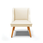 Cadeira De Jantar Pés Palito Castanho Kit 4 Liz Corino  - Bege