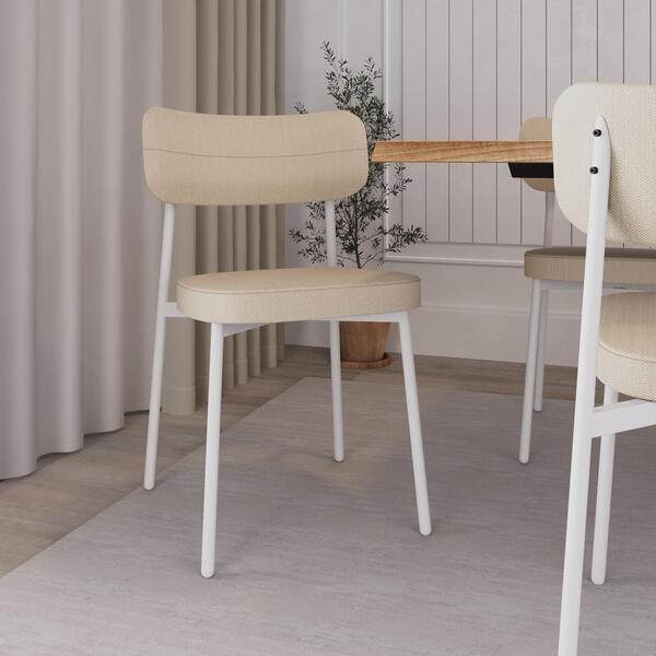 Cadeira De Jantar Tecido Sintetico Alloa Est. Branca