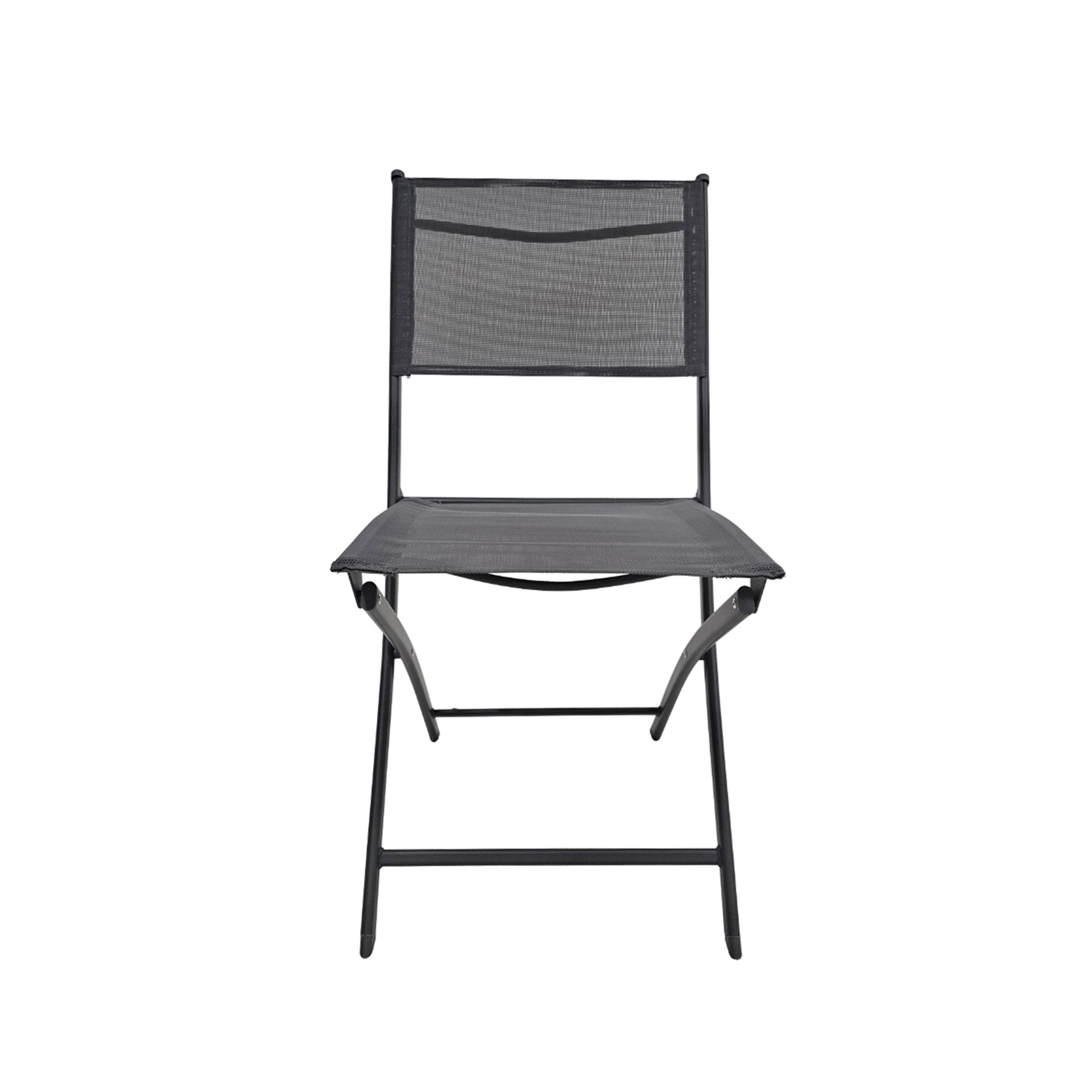 Cadeira de Jardim Aço Pintado Dobravél 83x41,5cm Cinza Escuro Interlagos Plicosa