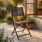 Cadeira de Jardim Aço Pintado Dobravél 83x41,5cm Cinza Escuro Interlagos Plicosa