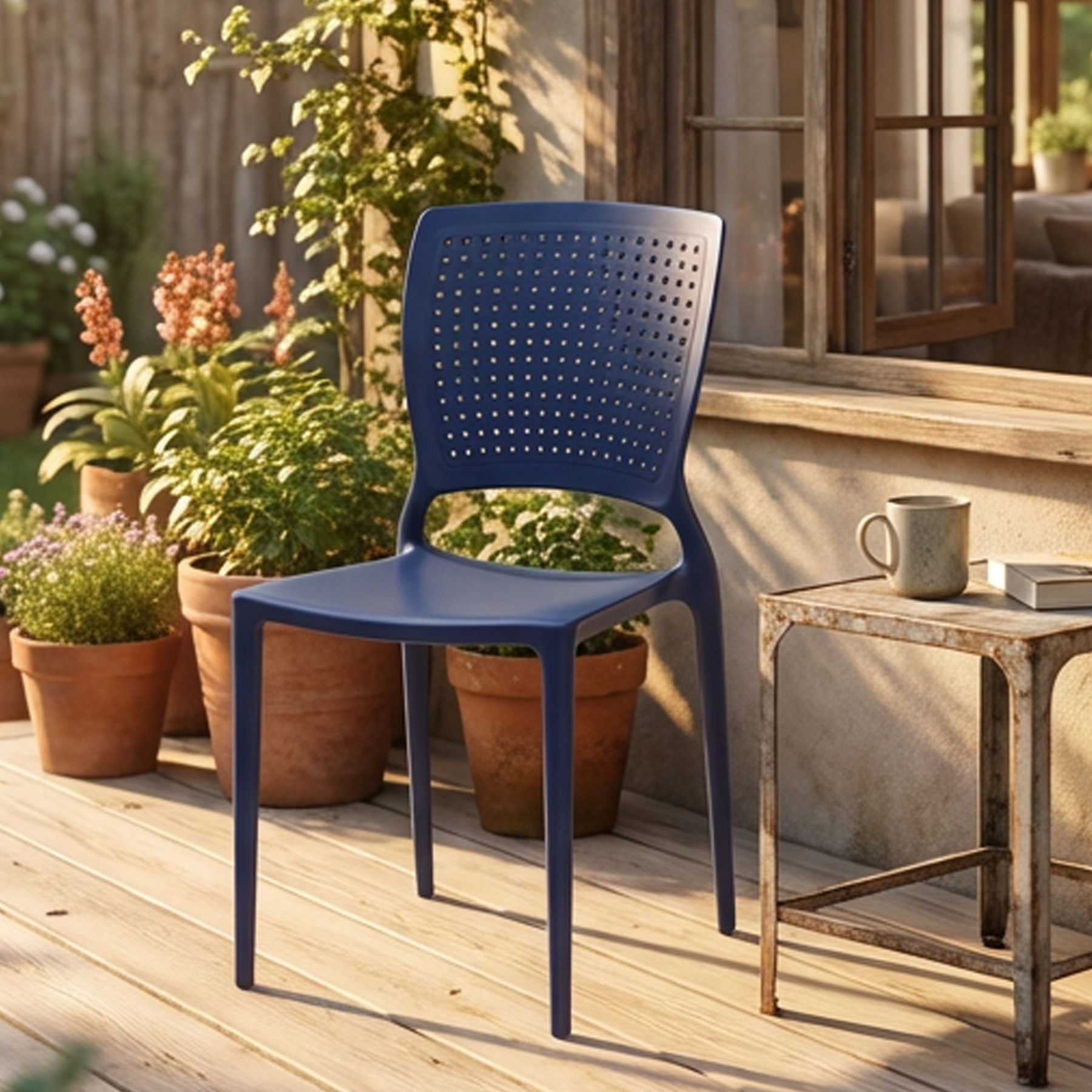 Cadeira de Jardim em Resina 84x59cm Azul Safira Tramontina