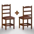 Cadeira De Madeira Maciça Com Estofado 2 Unidades Castanho Ma