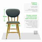 Cadeira De Madeira Torneada - 43cm Com Estofado Natural