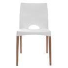 Cadeira De Plástico Pés Madeira Sala Jantar Cannes Branca