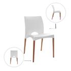 Cadeira De Plástico Pés Madeira Sala Jantar Cannes Branca