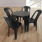 Cadeira De Plástico Preta Com Encosto Vime Empilhável