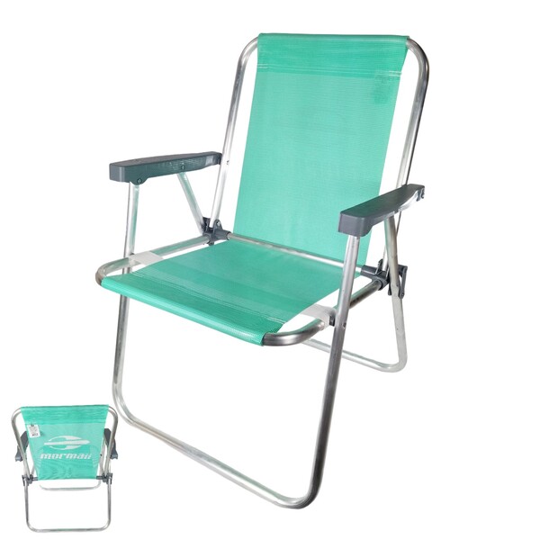 Cadeira De Praia Alta Alumínio Lazy Sannet Verde Mormaii - 02