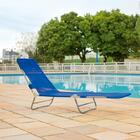Cadeira De Praia Espreguiçadeira Textilene Azul Mor