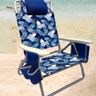 Cadeira De Praia Reclinável Com Bolso Porta Copos E Revistas