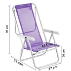 Cadeira De Praia Reclinável Sun Beach Alumínio Lilás