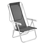 Cadeira De Praia Reclinável Sun Beach Alumínio Preto