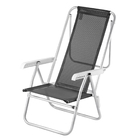 Cadeira De Praia Reclinável Sun Beach Alumínio Preto