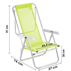 Cadeira De Praia Reclinável Sun Beach Alumínio Verde Limão