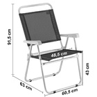 Cadeira De Praia Reforçada Encosto Alto Sun Plus  Preto