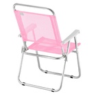Cadeira De Praia Reforçada Encosto Alto Sun Plus Alumínio Rosa