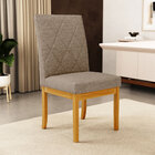 Cadeira De Sala De Jantar Estofada Gomes Madeira Maciça Linho