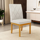 Cadeira De Sala De Jantar Estofada Gomes Madeira Maciça Linho