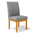 Cadeira De Sala De Jantar Estofada Gomes Madeira Maciça Linho