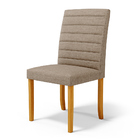 Cadeira De Sala De Jantar Estofada Veiga Madeira Maciça Linho