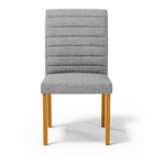 Cadeira De Sala De Jantar Estofada Veiga Madeira Maciça Linho