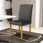 Cadeira De Sala De Jantar Estofada Veiga Madeira Maciça Pu Pr