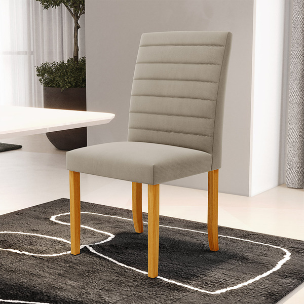Cadeira De Sala De Jantar Estofada Veiga Madeira Maciça Suede