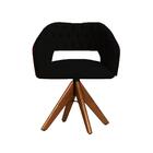 Cadeira Decorativa Bia Com Capitonê Preta Giratória Madeira