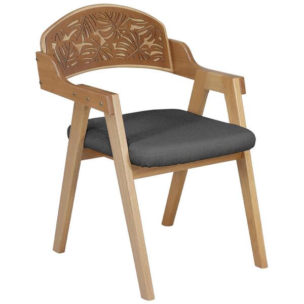 Cadeira Decorativa Com Braço Pes Madeira Amendoa Nacc