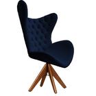 Cadeira Decorativa Com Capitonê Big Egg Marinho Giratória Mad