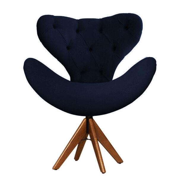 Cadeira Decorativa Egg Com Capitonê Azul Marinho Giratória Ma