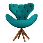 Cadeira Decorativa Egg Com Capitonê Azul Turquesa Giratória M