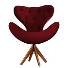 Cadeira Decorativa Egg Com Capitonê Vermelho Bordô Giratória