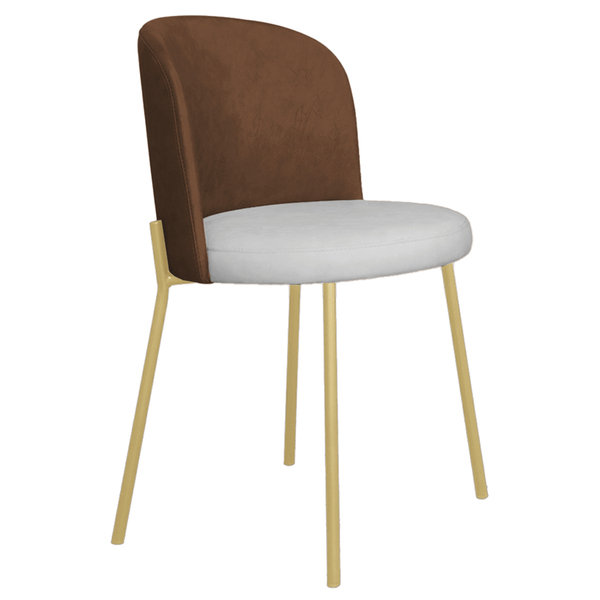 Cadeira Decorativa Elegance Base Champanhe Courino Caramelo/b