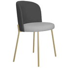 Cadeira Decorativa Elegance Base Champanhe Linho Cinza Escuro